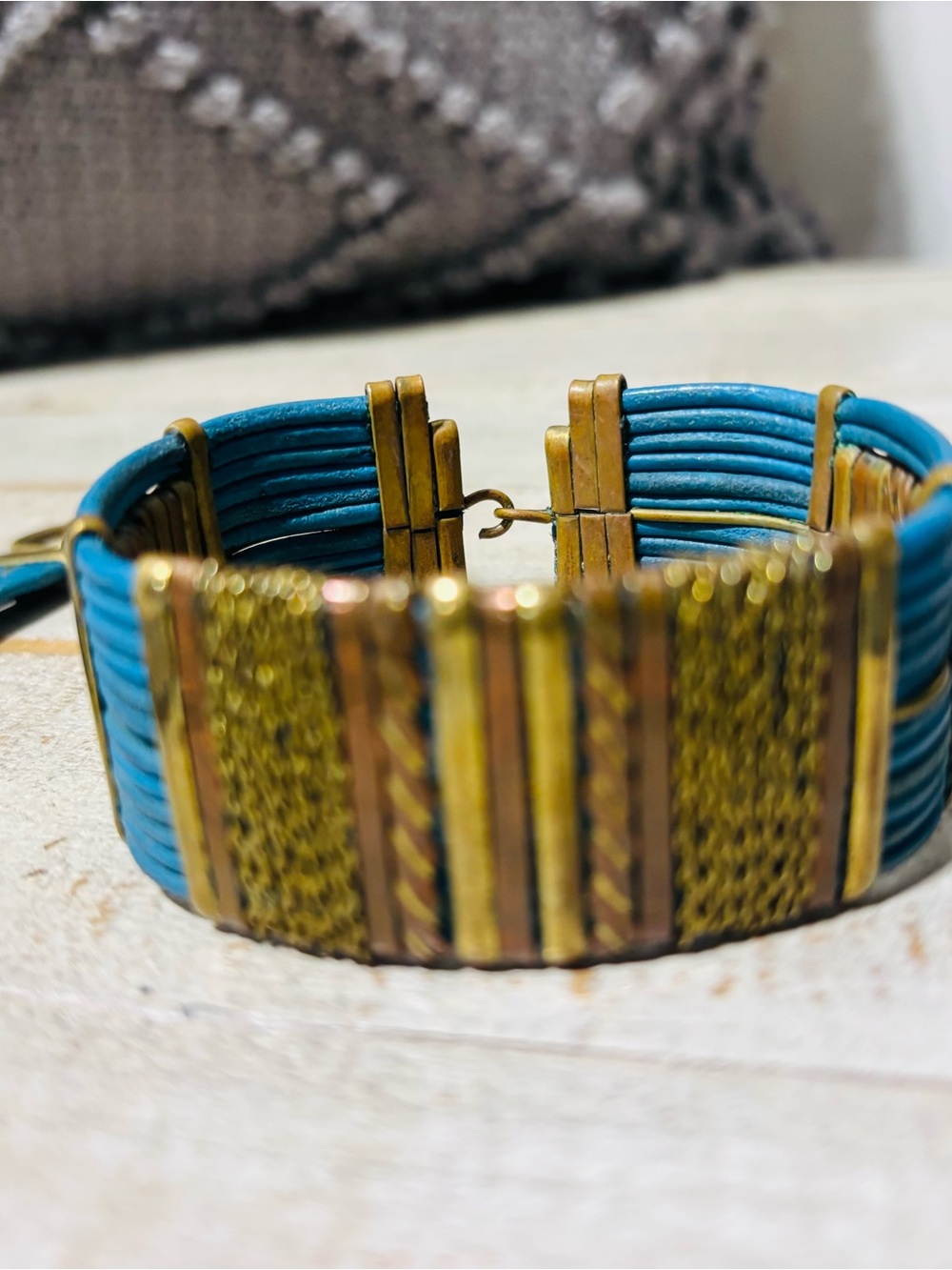 ❤️Vintage Alexis Kirk Egyptian Revival Leather Parure Necklace and Bracelet - Picture 6 of 9